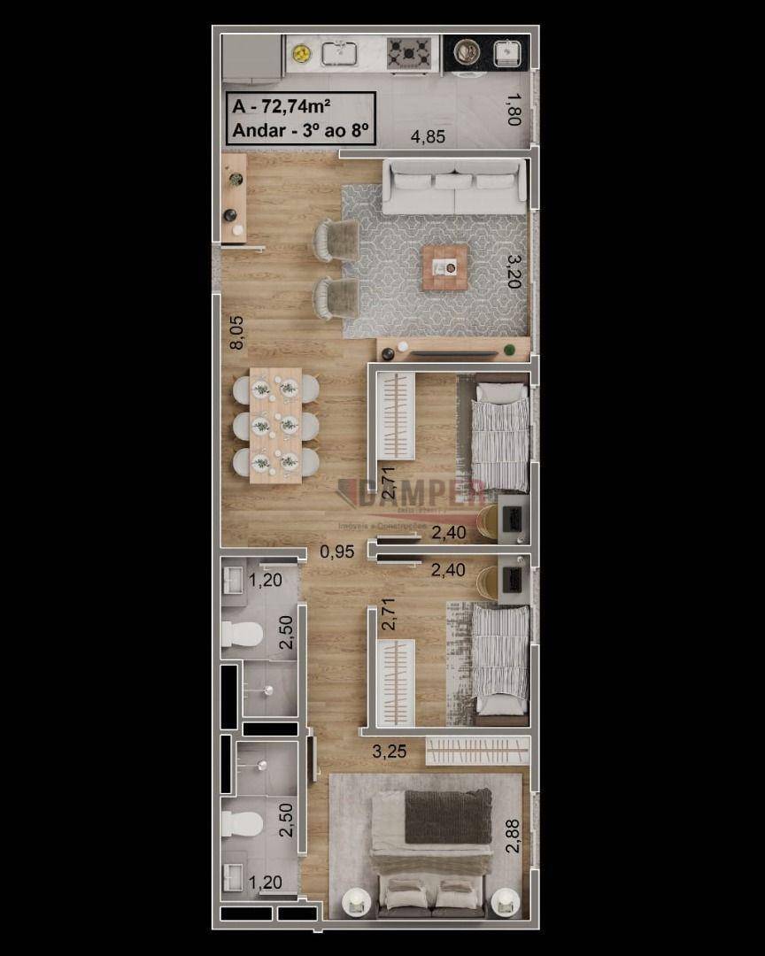 Apartamento, 3 quartos, 72 m² - Foto 4