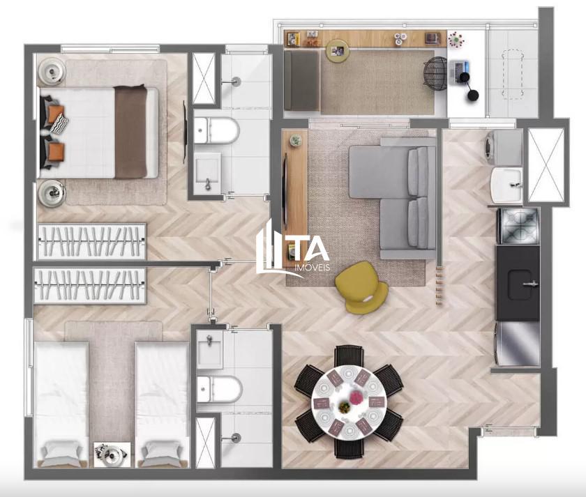 Apartamento à venda com 2 quartos, 57m² - Foto 2