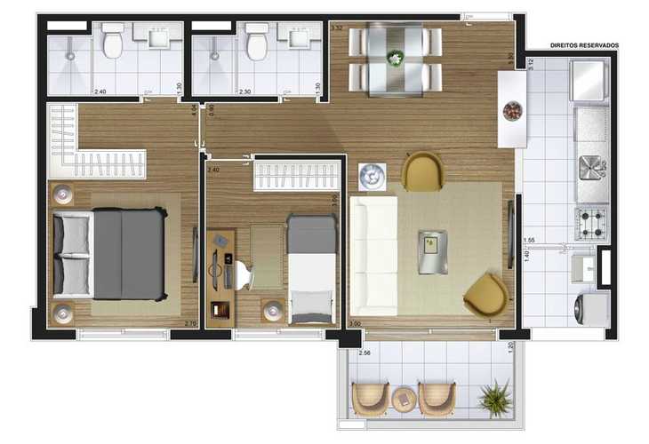 Apartamento à venda com 3 quartos, 140m² - Foto 2