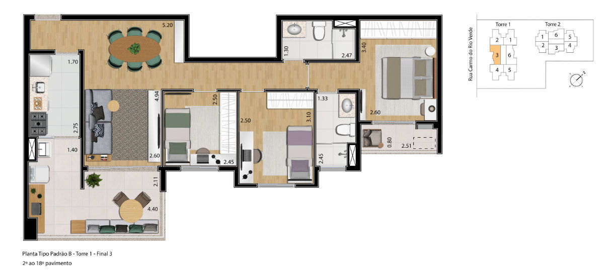 Apartamento à venda com 2 quartos, 61m² - Foto 2