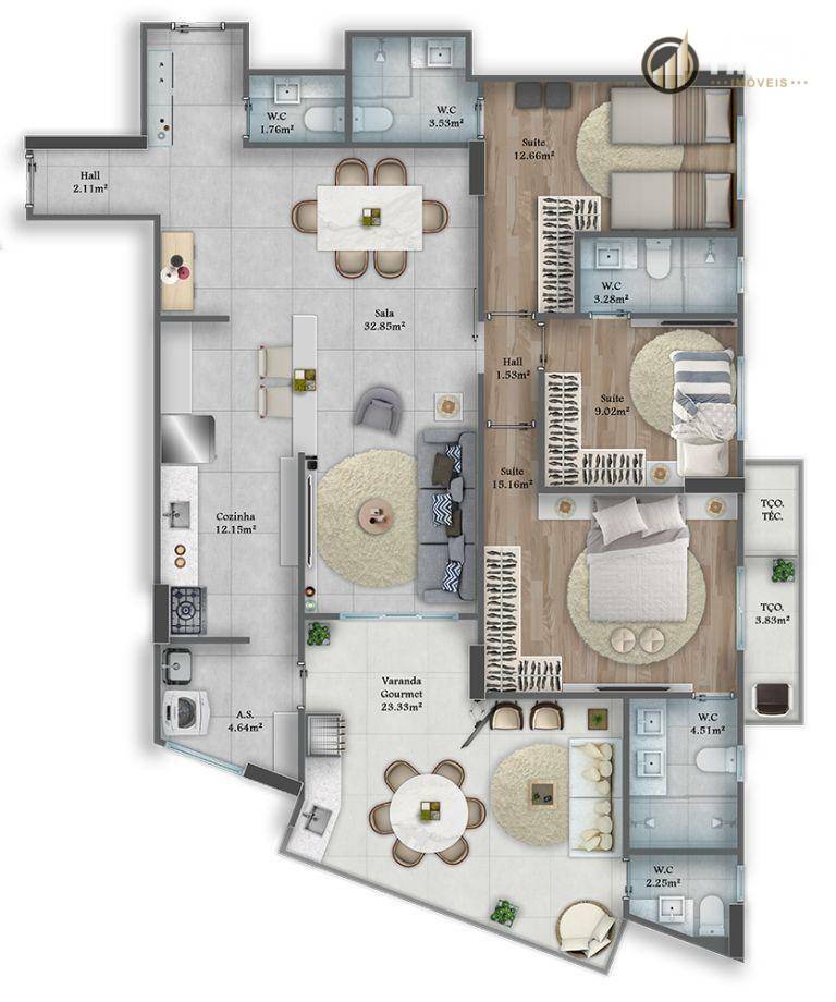 Apartamento à venda com 3 quartos, 127m² - Foto 77