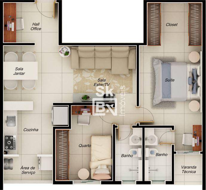 Apartamento à venda com 2 quartos, 66m² - Foto 7