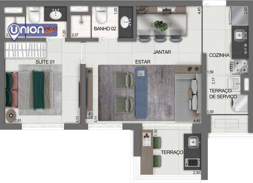 Apartamento à venda com 2 quartos, 54m² - Foto 7