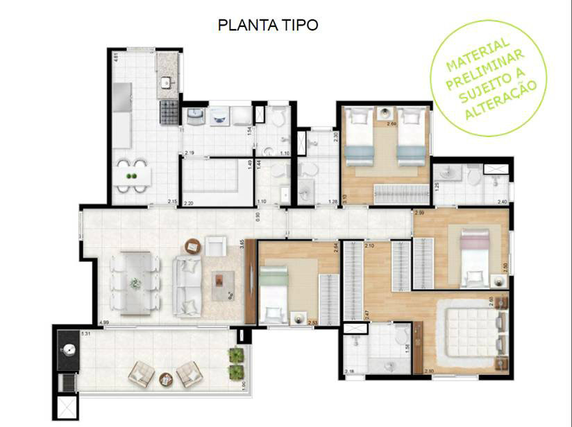 Apartamento à venda com 3 quartos, 181m² - Foto 2