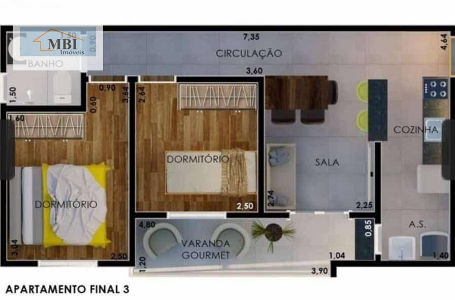 Apartamento à venda com 2 quartos, 46m² - Foto 6