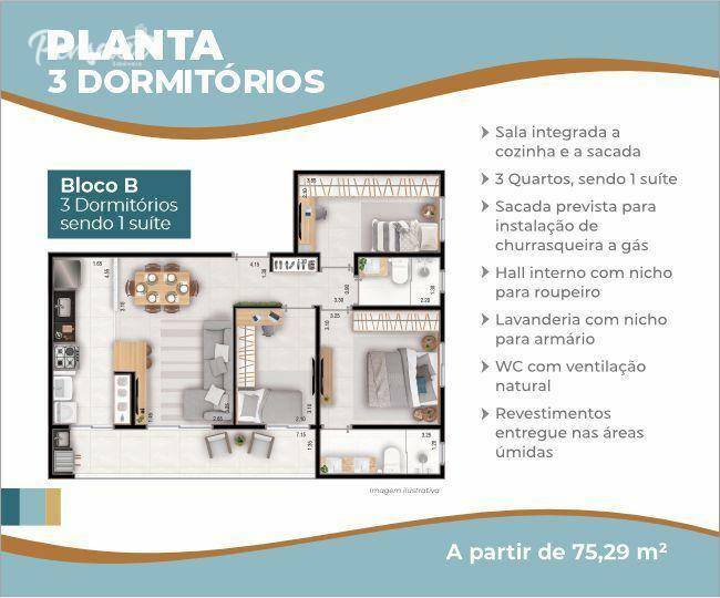 Apartamento Lançamentos com 3 quartos, 75m² - Foto 4