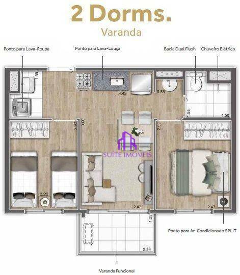 Apartamento à venda com 2 quartos, 40m² - Foto 1