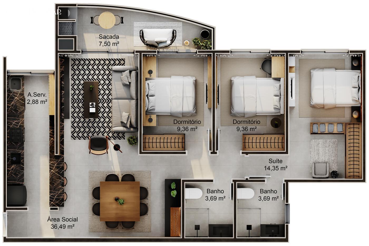 Apartamento à venda com 3 quartos, 98m² - Foto 19