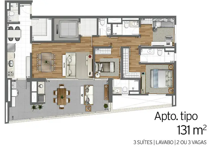 Apartamento à venda com 3 quartos, 131m² - Foto 2