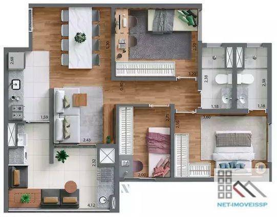 Apartamento à venda com 3 quartos, 69m² - Foto 1