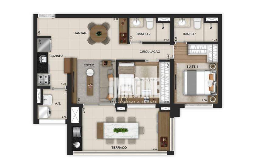 Apartamento à venda com 2 quartos, 73m² - Foto 1