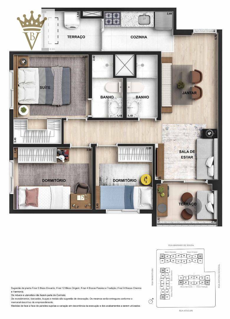 Apartamento à venda com 3 quartos, 62m² - Foto 3