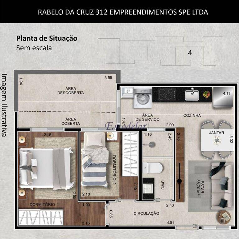 Apartamento à venda com 2 quartos, 45m² - Foto 3