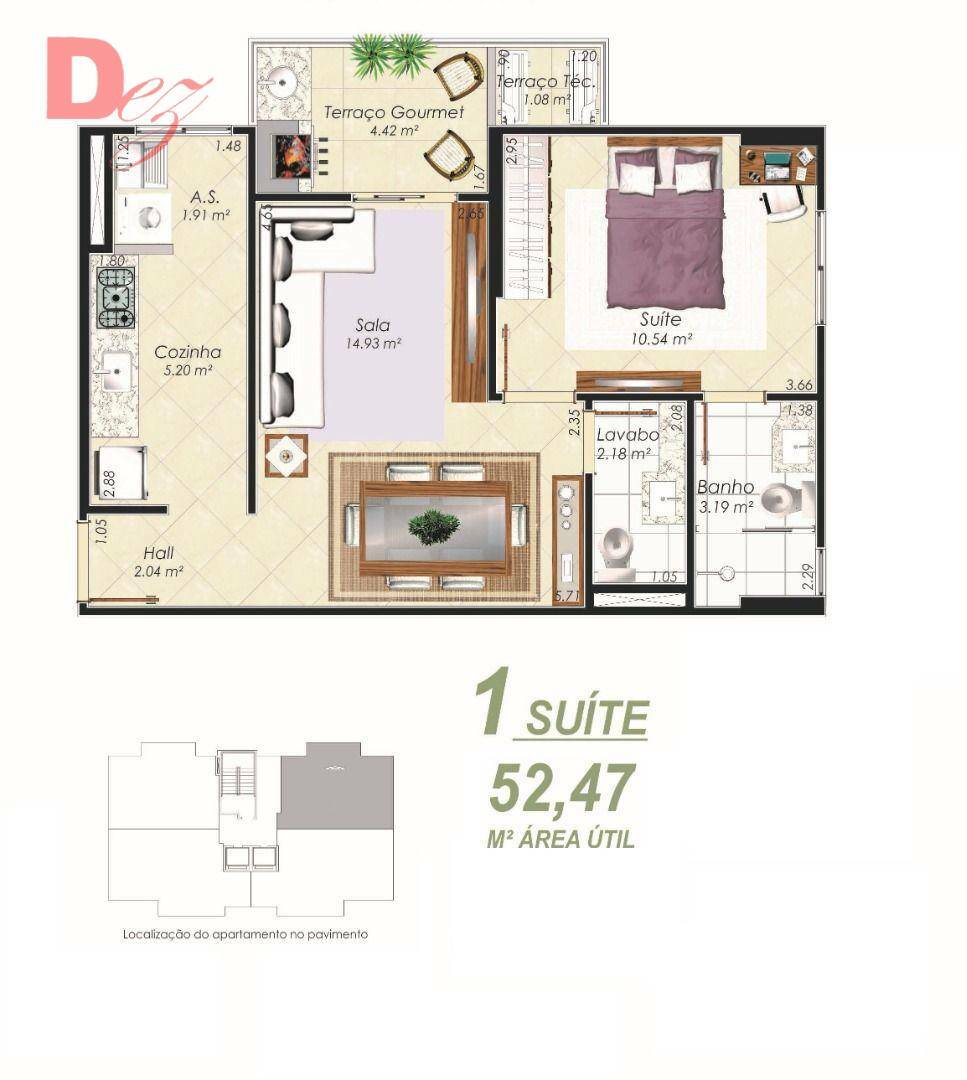 Apartamento à venda com 1 quarto, 52m² - Foto 4