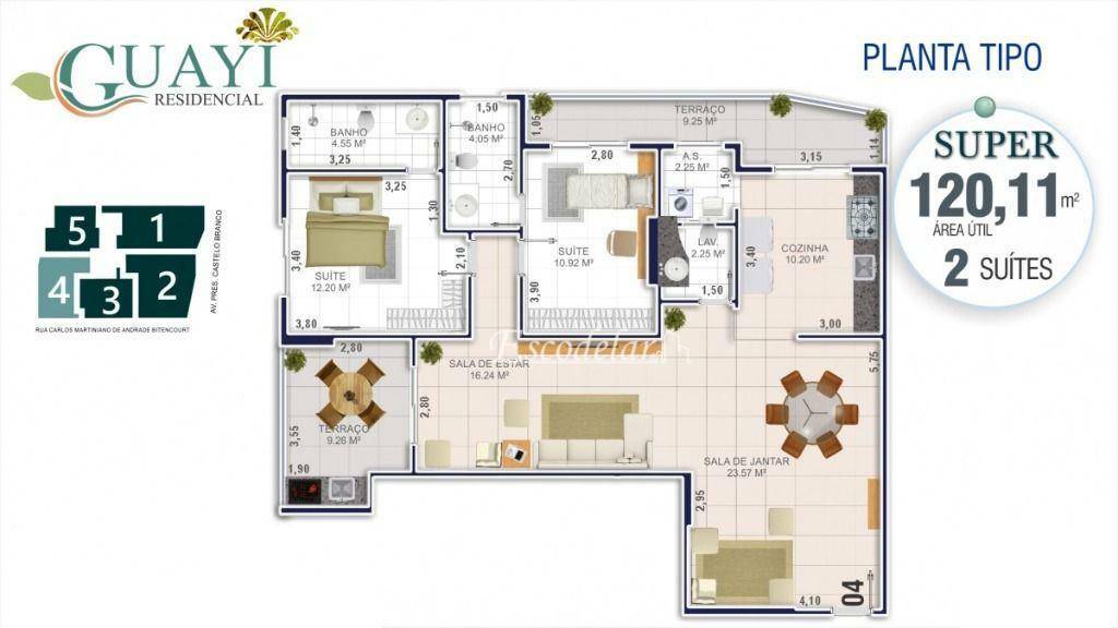 Apartamento à venda com 2 quartos, 120m² - Foto 2