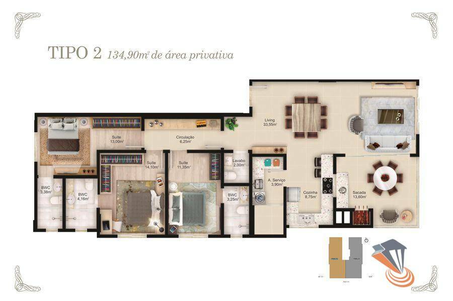 Apartamento, 3 quartos, 134 m² - Foto 4