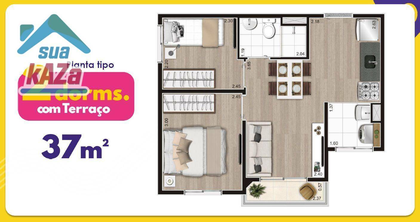 Apartamento à venda com 2 quartos, 37m² - Foto 8