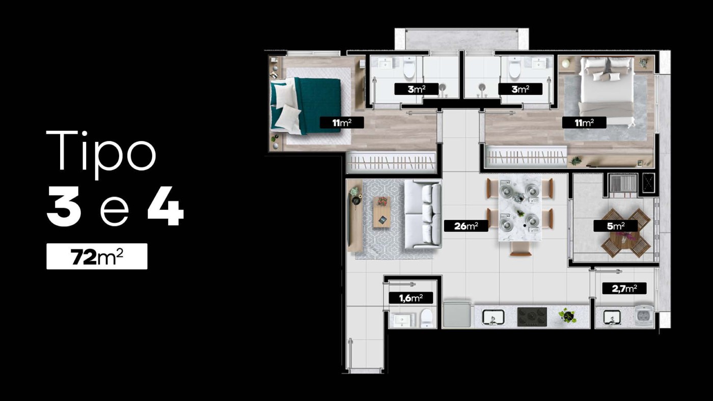 Apartamento à venda com 2 quartos, 72m² - Foto 5