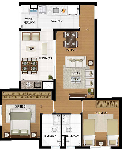 Apartamento à venda com 2 quartos, 64m² - Foto 2