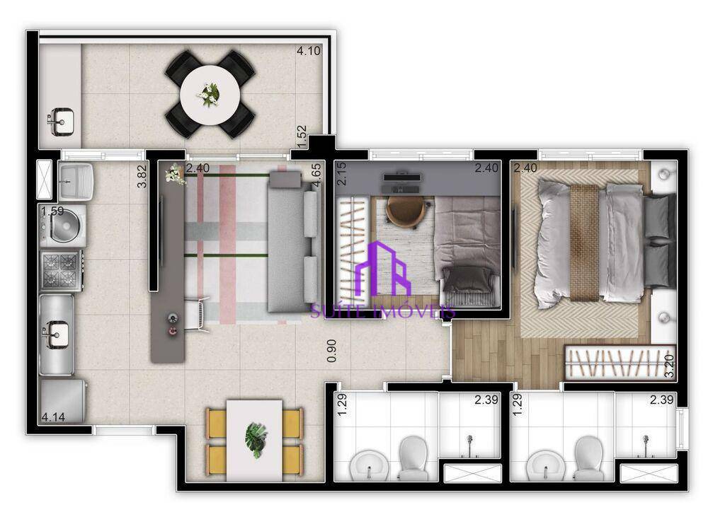 Apartamento à venda com 2 quartos, 52m² - Foto 1