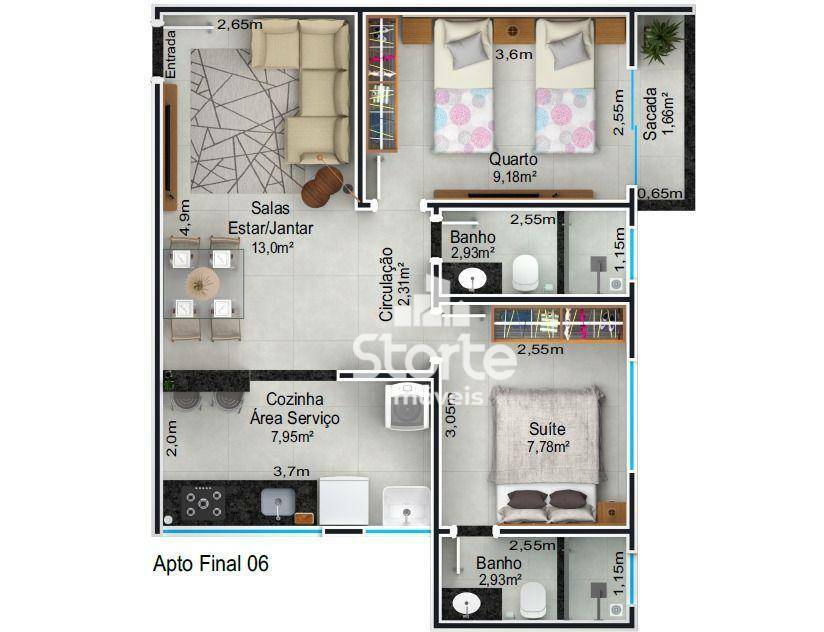 Apartamento à venda com 2 quartos, 51m² - Foto 7