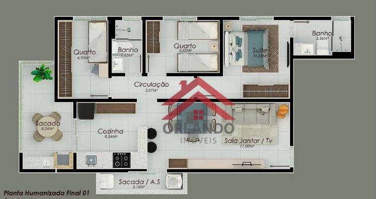 Apartamento à venda com 3 quartos, 84m² - Foto 2