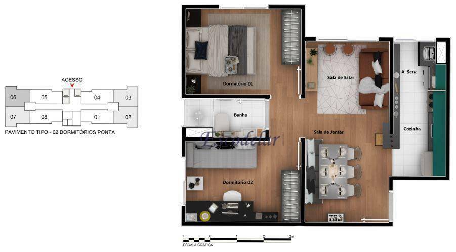 Apartamento para alugar com 2 quartos, 43m² - Foto 2