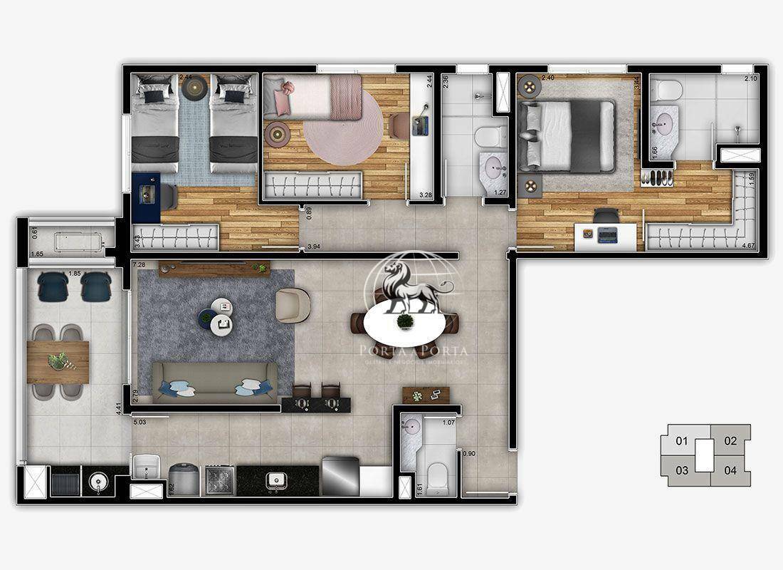 Apartamento à venda com 3 quartos, 92m² - Foto 2