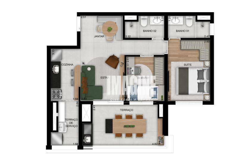 Apartamento à venda com 2 quartos, 67m² - Foto 1