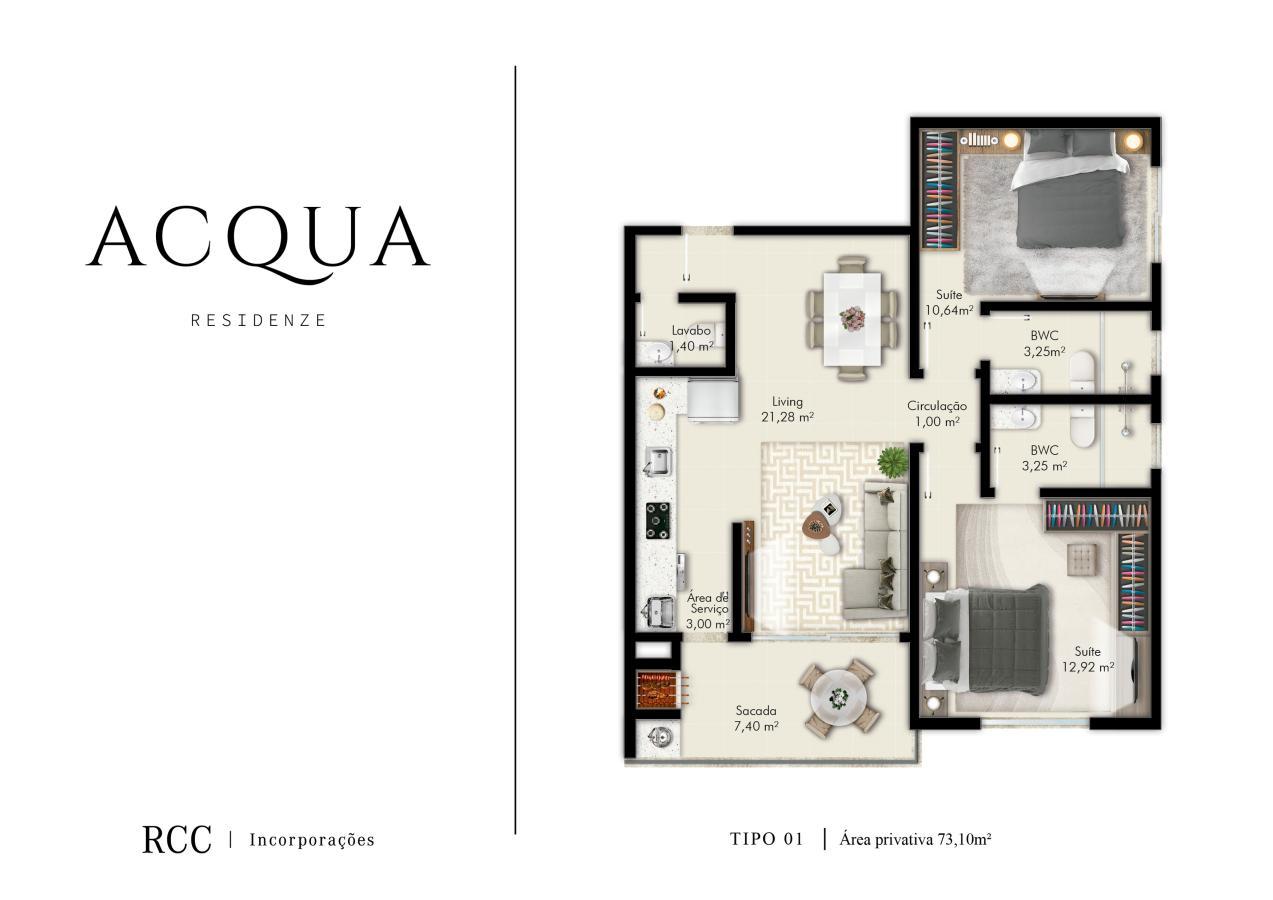 Apartamento à venda com 2 quartos, 69m² - Foto 3