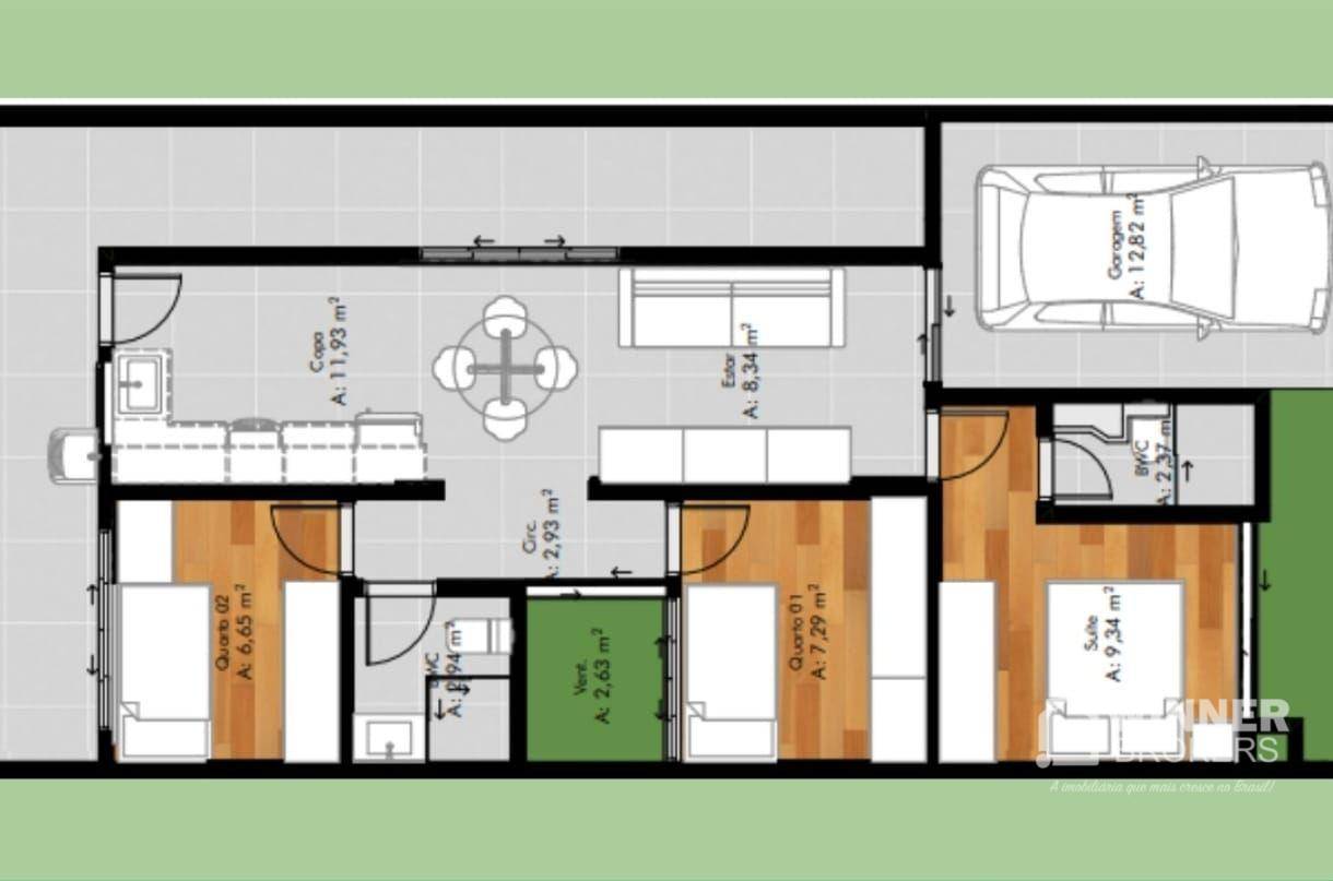 Casa, 3 quartos, 81 m² - Foto 2
