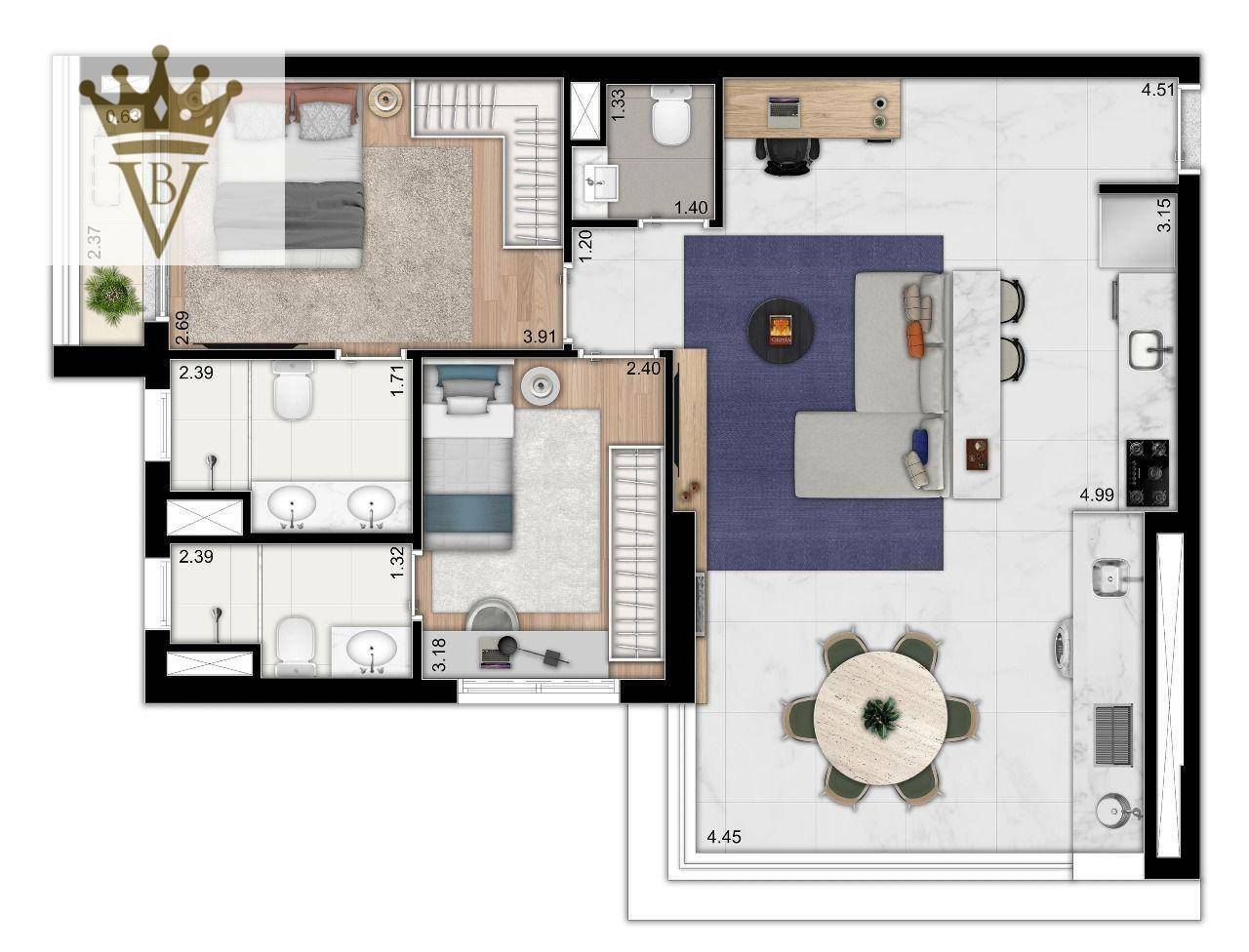 Apartamento à venda com 2 quartos, 77m² - Foto 19