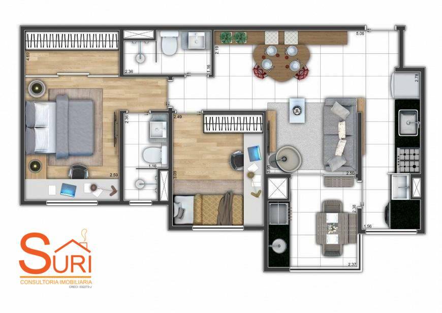 Apartamento à venda com 2 quartos, 62m² - Foto 4