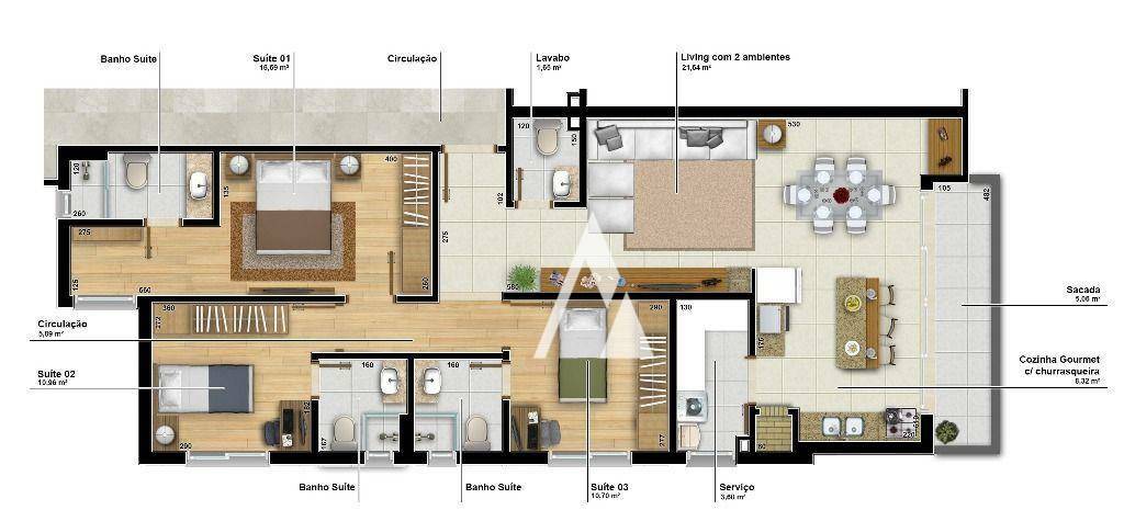 Apartamento à venda com 3 quartos, 115m² - Foto 5