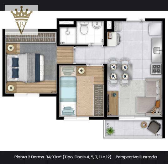 Apartamento à venda com 2 quartos, 34m² - Foto 15