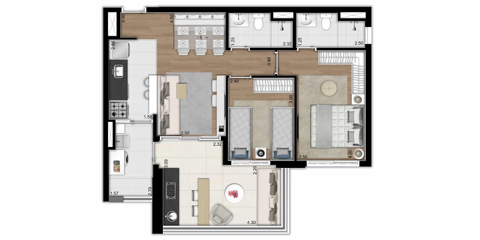 Apartamento à venda com 2 quartos, 68m² - Foto 3