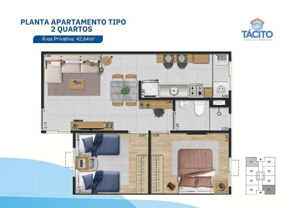 Apartamento à venda com 2 quartos, 42m² - Foto 7