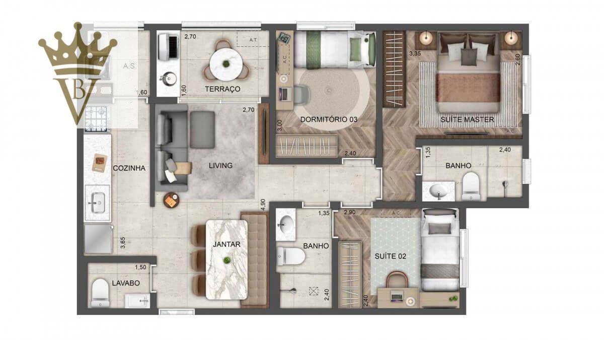 Apartamento à venda com 3 quartos, 70m² - Foto 2