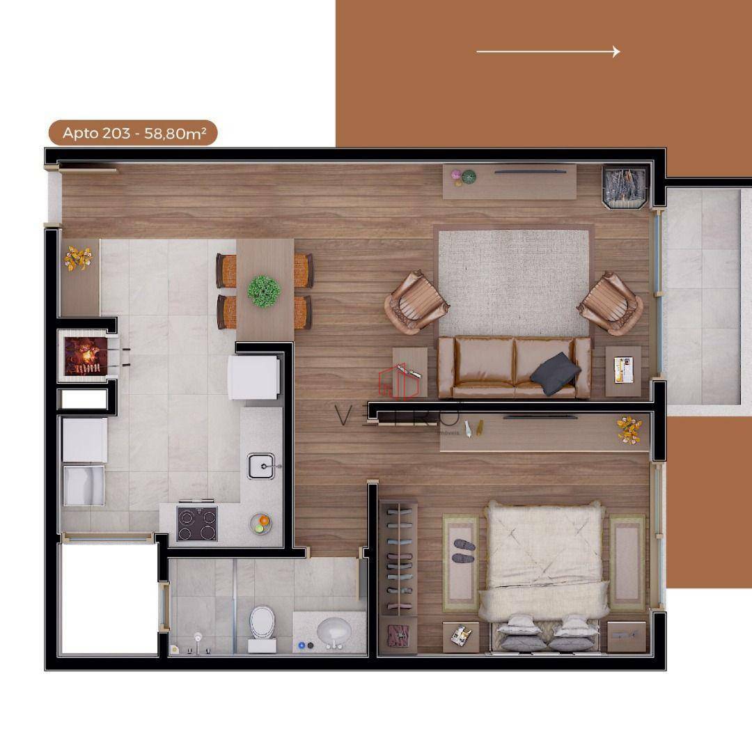 Apartamento à venda com 1 quarto, 58m² - Foto 9