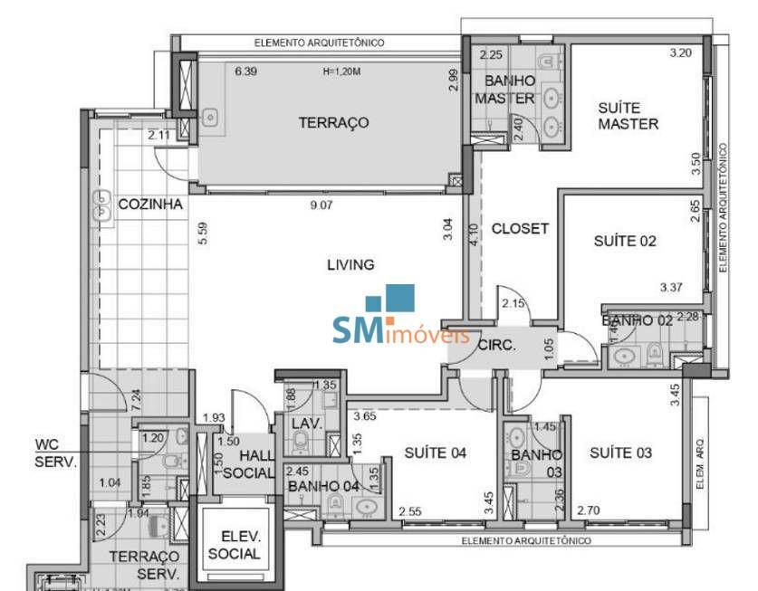 Apartamento à venda com 4 quartos, 180m² - Foto 20