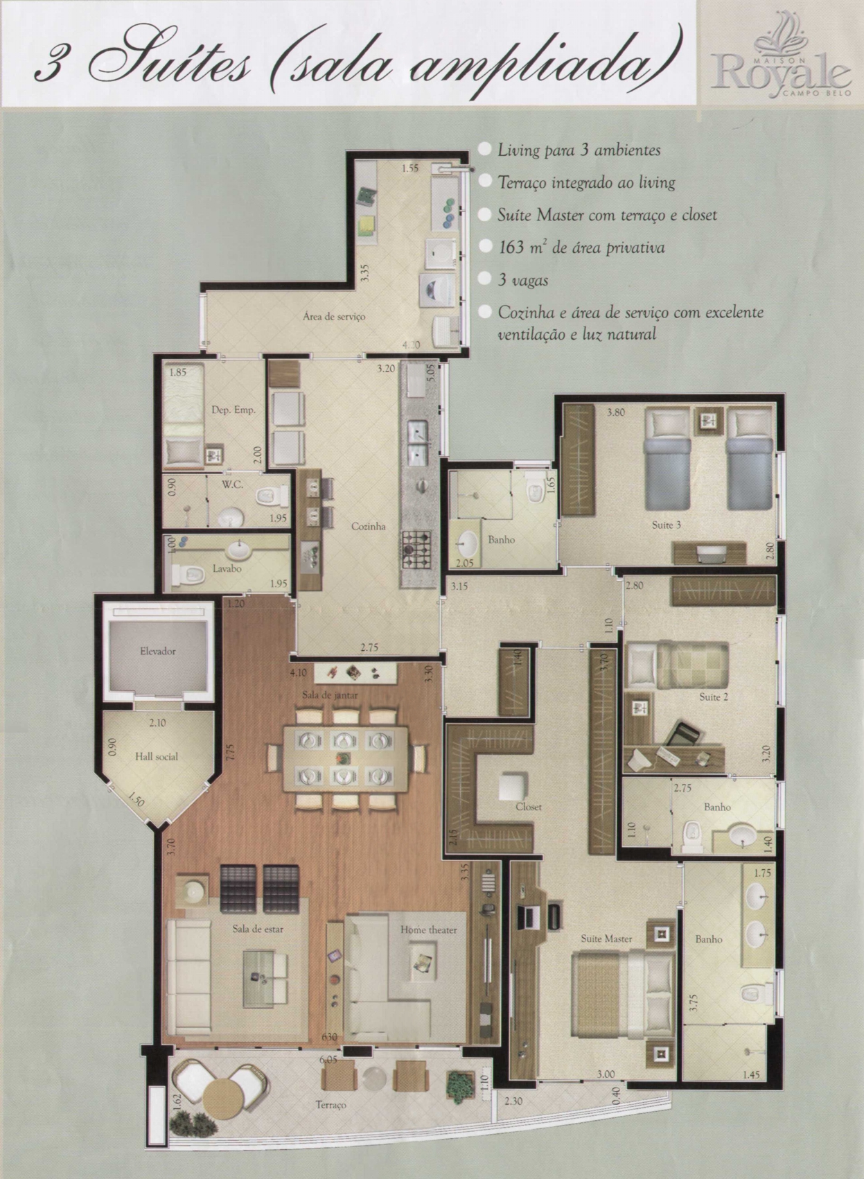 Apartamento à venda com 4 quartos, 163m² - Foto 2