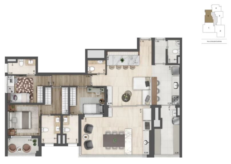 Apartamento à venda com 3 quartos, 136m² - Foto 2