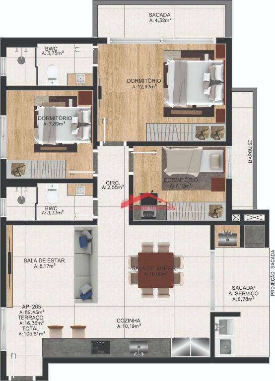 Apartamento à venda com 3 quartos, 90m² - Foto 2