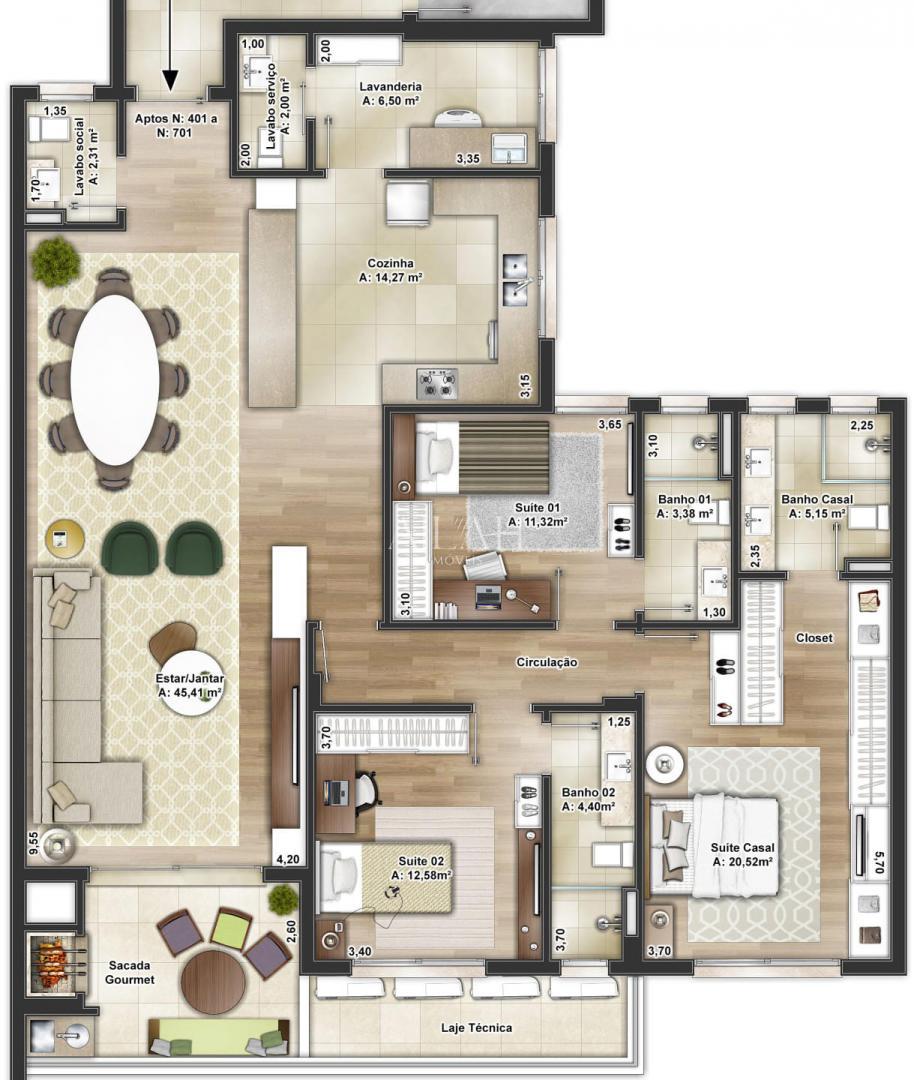 Apartamento à venda com 3 quartos, 172m² - Foto 4