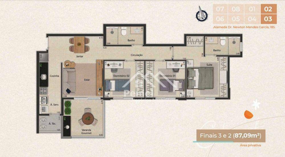 Apartamento à venda com 3 quartos, 87m² - Foto 2