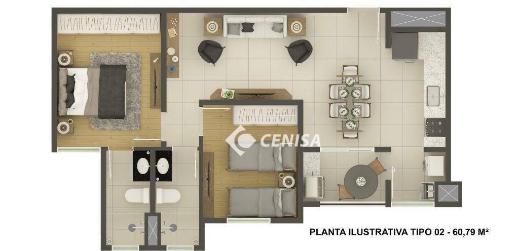 Apartamento à venda com 2 quartos, 60m² - Foto 2