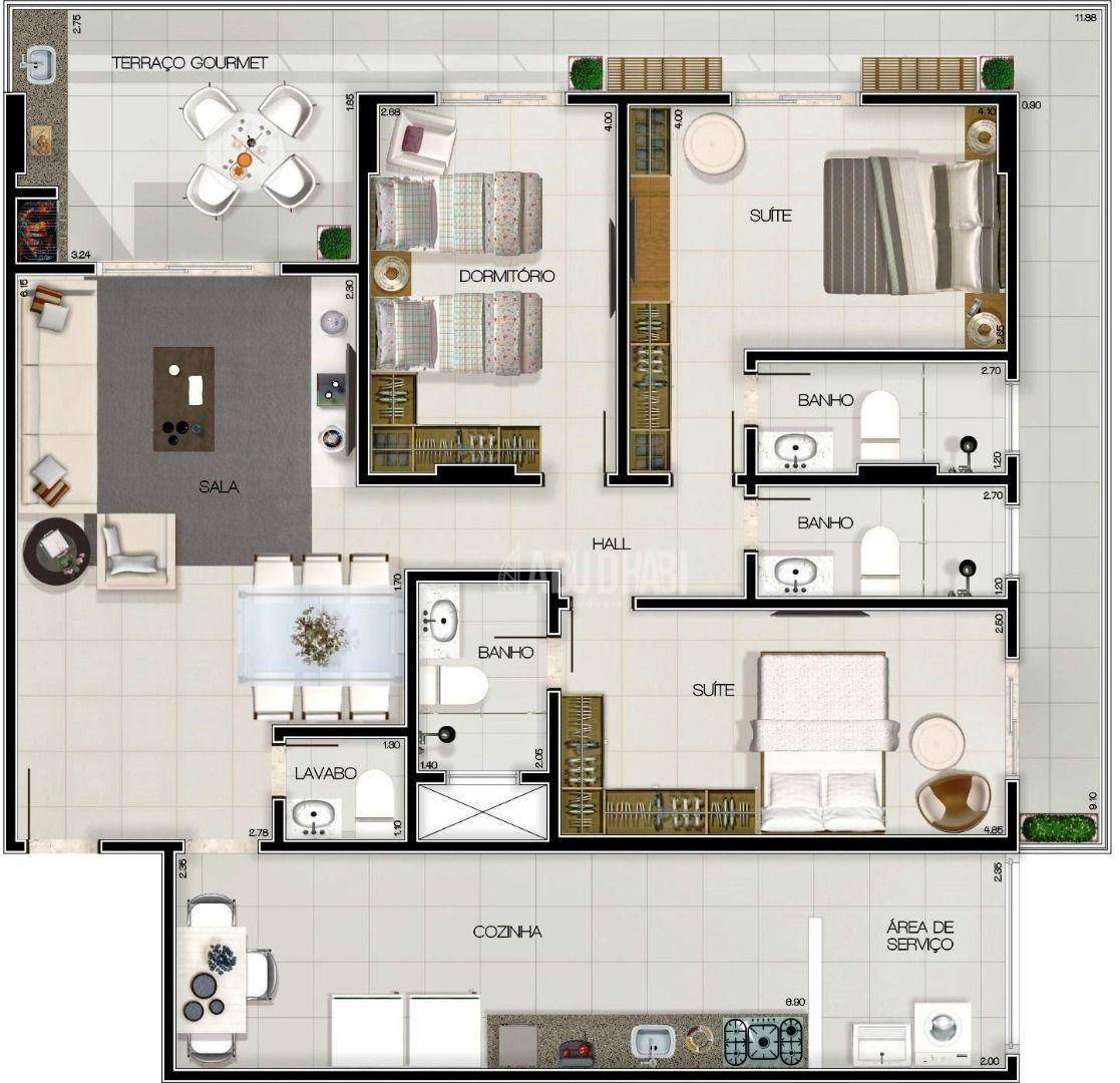 Apartamento à venda com 3 quartos, 134m² - Foto 2