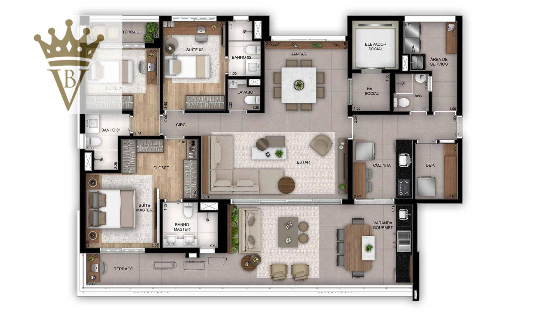 Apartamento à venda com 3 quartos, 160m² - Foto 23