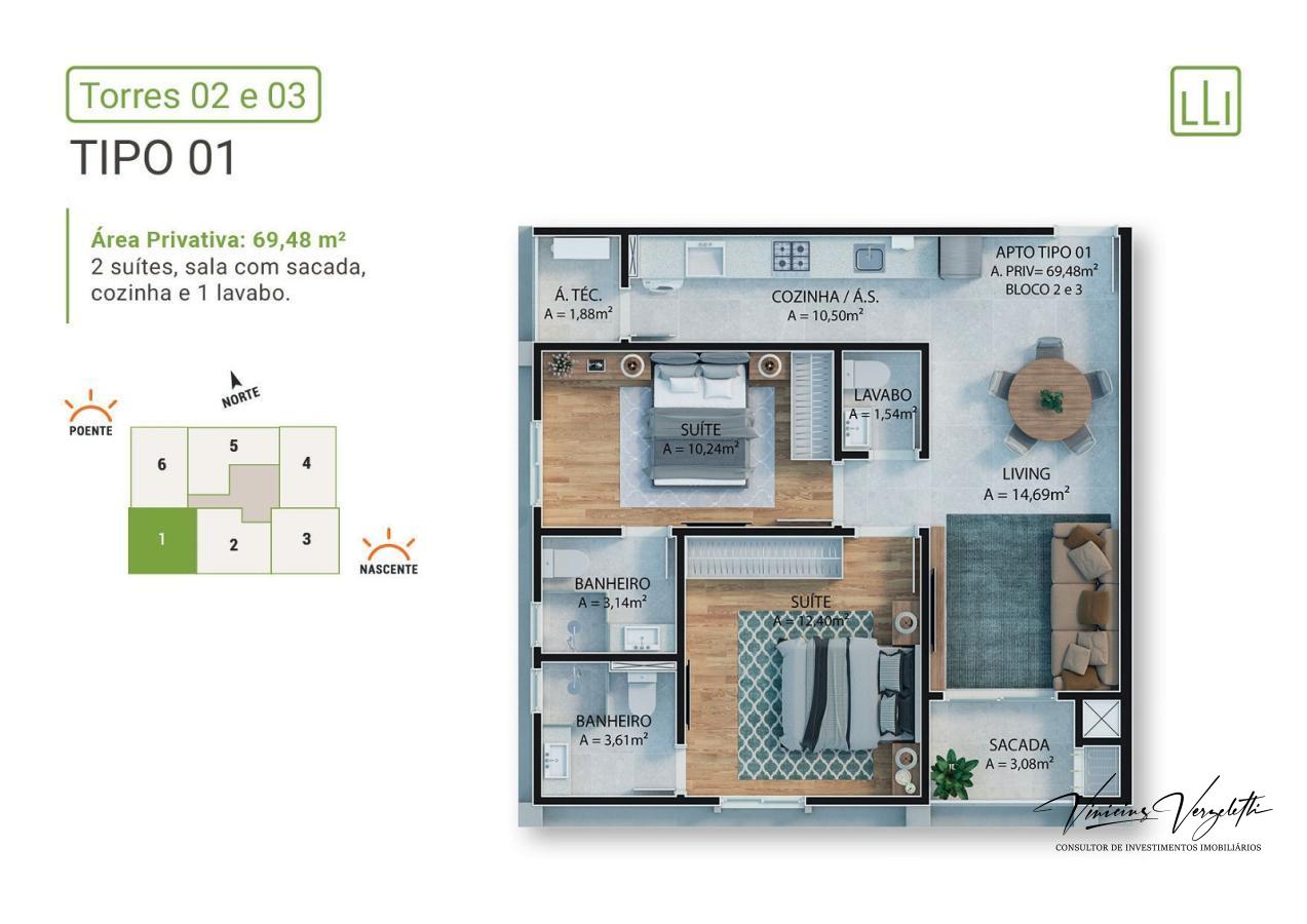 Apartamento à venda com 2 quartos, 69m² - Foto 13