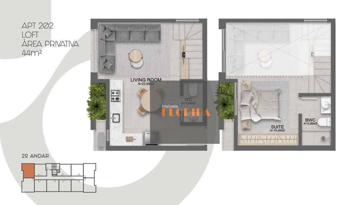 Apartamento à venda com 1 quarto, 44m² - Foto 4